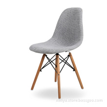 Wooden Legs Grey Fabric Upholstered Dining Chair